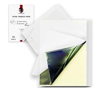 Warrior Papier de transfert de tatouage Papier pochoir pour tatouages 20 feuilles Papier hectographique A4 pour imprimante thermique et papier carbone pour dessin à la main