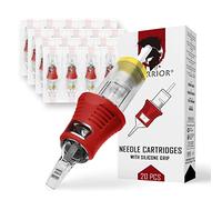 WARRIOR PRO Cartuchos agujas tatuaje con mango goma silicona Cartridges tattoo esterilizado Big Magnum 20pcs 316L Maquillaje permanente acero quirúrgico japonés PMU(0.25MM-0809M1)