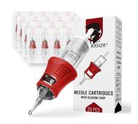 WARRIOR PRO Cartuchos agujas tatuaje con mango goma silicona Cartridges tattoo esterilizado Revestimiento redondo 20piezas Acero quirúrgico japonés Maquillaje permanente PMU(0.35MM-1207RL)