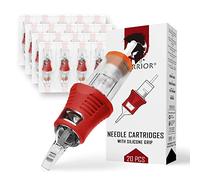 WARRIOR PRO Cartuchos de agujas de tatuaje con mango de goma de silicona Cartucho de aguja de tatuaje esterilizado Magnum Soft Curve 20pcs Maquillaje permanente de acero japonés PMU(0.25MM-0825CM)