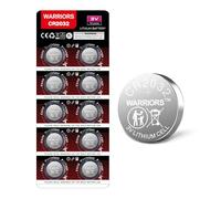 Warriors 10X Pilas CR2032 Pila 2032 3V Litio Botón, Embalaje a Prueba de niños, para Dispositivos Electrónicos, Llaves de Coche