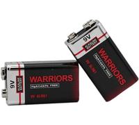 Warriors 2 Pilas de Bloque de 9V, Pila alcalina de 9 voltios, Alto Rendimiento y Larga duración, para detectores de Humo, alarmas contra Incendios y sensores de Alarma, 6LR61 6F22 PP3 MN1604
