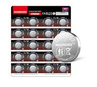 Warriors 20X CR2032 2032 Pilas de Litio de 3V Tipo Botón, Empaque Seguro para Niños, para Dispositivos Electrónicos y Llaves de Coche