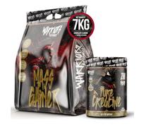 Warriors | MASS GAINERS + CREATINA 300 GR | batidos para la ganancia muscular | proteína en polvo para subir de peso | 200 MESH | Monohidrato de Creatina Pura (7 Kilos, Fresa)