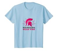 Warriors Wear Pink: Spartan Helmet Breast Cancer Awareness, Camiseta, Niños, Azul Bebé, 6 años