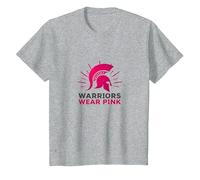 Warriors Wear Pink: Spartan Helmet Breast Cancer Awareness, Camiseta, Niños, Gris Jaspeado, 6 años