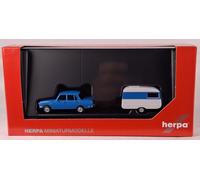 Wartburg 353 De Luxe '82 Limusina (Cielo Azul) Con Caravana QEK 1:87 Herpa 028