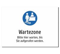 Wartezone - Espera aquí hasta que te llamen - Señal de aluminio A5: 210 x 148 mm - Con gráficos y texto