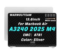 WARWOLFTEAM 13.6 pulgadas compatible con MacBook Air A3240 Retina M4 2025 EMC 8781 MC654 MC6A4 MC6C4 2560 x 1664 LCD LED pantalla de repuesto (plata)