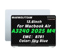WARWOLFTEAM 13.6 pulgadas compatible con MacBook Air A3240 Retina M4 2025 EMC 8781 MC654 MC6A4 MC6C4 2560 x 1664 LCD LED pantalla de repuesto completa (azul cielo)