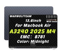 WARWOLFTEAM 13.6 pulgadas compatible con MacBook Air A3240 Retina M4 2025 EMC 8781 MC654 MC6A4 MC6C4 2560 x 1664 LCD LED pantalla de repuesto completa (azul medianoche)