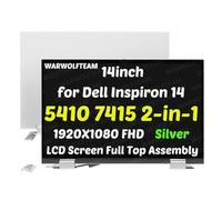 WARWOLFTEAM Cubierta de pantalla táctil LCD FHD de 14 pulgadas 1920 x 1080 con bisagras de cable, repuesto para Dell Inspiron 14 5410 2 en 1 DC1RR KRCDD (plata)