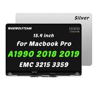 WARWOLFTEAM Pantalla de repuesto para Apple MacBook Pro de 15.4 pulgadas A1990 2018 2019 EMC 3215 LCD LED montaje de pantalla completa (plata)