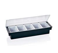 WAS 1464 104 - Recipiente de plástico ABS con tapa de policarbonato, 4 compartimentos de 0,75 l, 50,0 cm de longitud, 16,0 cm de ancho, 9,0 cm de altura