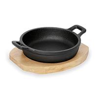 WAS 3535 180 Serie 201 - Sartén de hierro fundido con posavasos de madera (18 cm de diámetro, 4,3 cm de altura)