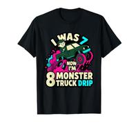 Was 7 Now I'm 8 Monster Drip Truck Cumpleaños Niños Niño Camiseta gráfica económica