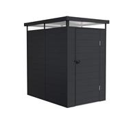Wasabi - Caseta de Resina Jardín Terra - Tragaluz 360º - Estructura Reforzada de Aluminio y PVC - Protección UV - Impermeable - Gris Antracita - Cobertizo Exterior 2,47m2 - 131x190x196cm