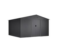Wasabi - Caseta Jardín Exterior 10,2m2 Light Anthracite - 4 Rejillas Anticondensación - Puerta Corredera Doble - Techo a Dos Aguas - Cobertizo de Metal Almacenaje - 322x324x205cm