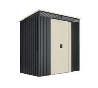 Wasabi - Caseta Jardín Exterior 2,3m2 Stark - 195x121x196cm - Tragaluz Policarbonato - Doble Puerta Corredera - Techo Inclinado - Antracita - Cobertizo de Almacenamiento Armario Metálico Herramientas