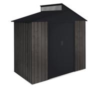 Wasabi - Caseta Jardín Exterior 2,84m² Robin t2 - Efecto Madera Premium - Tragaluz Superior - Doble Puerta corredera - Desagües para Recogida de Agua - Cobertizo Metal para almacenaje - 220x129x214cm