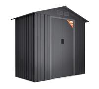 Wasabi - Caseta Metálica de Jardín 2,57m2 Light Anthracite - 4 Rejillas Anticondensación - Puerta Corredera Doble - Techo a Dos Aguas - Cobertizo de Metal Almacenaje Exterior - 196x131x196cm