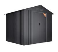 Wasabi - Caseta Metálica de Jardín 5,27m2 Light Anthracite - 202x261x202cm - Rejillas Anticondensación - Antracita - Puerta Corredera Doble - Cobertizo de Metal - Almacenaje Exterior
