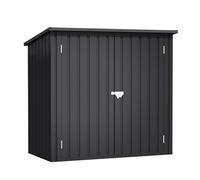 Wasabi - Cobertizo Jardín Exterior 1200 L Stark - 147x86x134 cm - Doble Puerta con Bisagra - Cierre con Pasador - Armario Metálico - Caseta Almacenaje - Gris Antracita