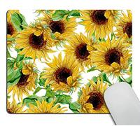 Wasach Alfombrilla de ratón pintada con girasoles amarillos, diseño de girasoles de acuarela, alfombrilla de mouse de goma antideslizante para juegos, alfombrilla de mouse rectangular de 9.5 x 7.9