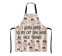 Wasach Delantal de gatos divertidos - I Work Hard So My Cat Can Have Nice Things Delantal, delantal ajustable para hombres y mujeres, adecuado para cocina, camarera, chef