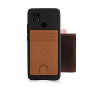 WASAMA Tarjetero de cuero adhesivo con 3 ranuras para tarjetas, protección RFID, práctico, Old Windsor Tan, Estándar, Moderno