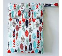 Wasbareluiers.eu - Bolsa de Neopreno, Bolsillo para Pañales, 2 Compartimentos, Impermeable, Doble Cremallera, Pluma, Talla única