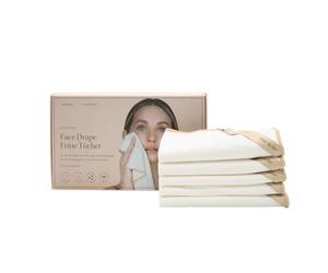 waschies Juego de 5 toallas faciales finas, tacto suave e higiénico, secado suave en la cara, absorbentes, para la rutina de cuidado diario, minimiza la transferencia de bacterias (blanco/beige, 30 x