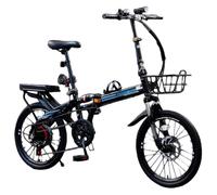 Wasd3Pods Bicicleta De Montaña Plegable De Acero De Alto Carbono De 16", 20" Y 22", con Freno De Disco Doble, 7 Velocidades Y Altura Ajustable, para Hombre Y Mujer,Blue-20