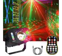 Wasd3Pods DJ Luz Estroboscópica,7 Ojos 3 En 1 Luces Disco Party,Control por Voz Rgbw Haz Proyector,con Patrones,Giratorio,para Boda Karaoke Fiesta