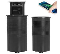 Wasd3Pods Enchufe Emergente para Mostrador con Cargador Inalámbrico De 15w + USB + Tipo-C, Enchufe Emergente para Mostrador De Cocina, Centro De Alimentación De Mesa De Conferencias,Black-A