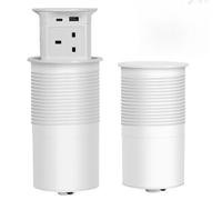 Wasd3Pods Enchufe Emergente para Mostrador con Cargador Inalámbrico De 15w + USB + Tipo-C, Enchufe Emergente para Mostrador De Cocina, Centro De Alimentación De Mesa De Conferencias,White-B