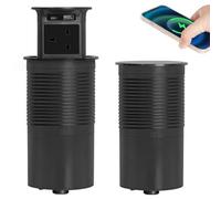 Wasd3Pods Enchufe Emergente para Mostrador con Cargador Inalámbrico De 15w + USB + Tipo-C, Enchufe Emergente para Mostrador De Cocina, Centro De Alimentación De Mesa De Conferencias,Black-B