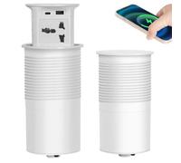 Wasd3Pods Enchufe Emergente para Mostrador con Cargador Inalámbrico De 15w + USB + Tipo-C, Enchufe Emergente para Mostrador De Cocina, Centro De Alimentación De Mesa De Conferencias,White-A
