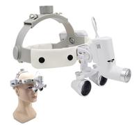 Wasd3Pods Lupas Binoculares con Luz,2.5X 3.5X Lupas ópticas, Casco Ajustable, 5w LED Lámpara De Cabeza,Equipo De Odontología,White-3.5X