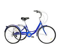 Wasd3Pods Triciclo para Adultos, 24 Pulgadas, 7 Velocidades, Tres Ruedas, con Cesta Y Asiento Ajustable, Ideal para Picnics, Compras, Hombres, Mujeres Y Personas Mayores.,Blue