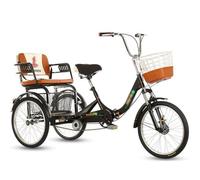 Wasd3Pods Triciclo para Adultos De 20 Pulgadas, Bicicleta De Crucero De Tres Ruedas, con Cesta De Compra, Cuadro Plegable, Asientos Traseros Cómodos, Cadena Doble,Triciclo Biplaza para Adultos.,Black
