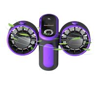 Wasd3Pods Ventilador De Doble Cabeza, Ventilador Portátil, Ventilador De Camping con Iluminación, Pantalla Digital Inteligente, para Acampar Al Aire Libre, Viajar Y Trabajar,Purple