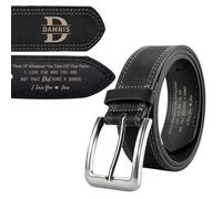 Wasetell Cinturón de cuero para hombre personalizado Día de San Valentín Piensa en mí cada vez que te quites el cinturón Regalo divertido de aniversario para esposo Cumpleaños de hombre,03