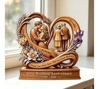 Wasetell Placa de madera personalizada con nombre 2D plano de infinito para pareja, con texto en inglés "From Our First Kiss Till Our Last Breath", para boda, aniversario, recuerdo, regalo para esposa