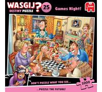 Wasgij Destiny 25- Noche de Juegos! - Games Night - Puzzle para Adultos - Puzzle Humorístico - Cartón 100% Reciclado - 1000 Piezas - Jumbo