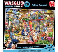Wasgij Mystery 28, Feline Frenzy - Rompecabezas único de 1000 Piezas para Adultos, Colorido, desafiante y provocador, 1000 Piezas, cartón 100% Reciclado, Jumbo