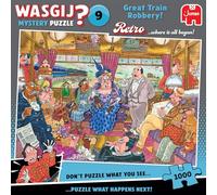 Wasgij Retro Mystery 9 - The Great Train Robbery - Rompecabezas de 1000 | Rompecabezas desafiante, divertido de 1000 piezas para adultos, rompecabezas grande certificado FSC, regalo de cumpleaños y