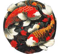 wash+dry Alfombra, Decor Koi Couple 120x120cm, Adecuada para Interiores y Exteriores, Lavable, Multicolor