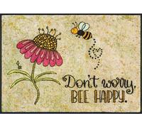 wash+dry Alfombra, Design Bee Happy 60x85cm, Adecuada para Interiores y Exteriores, Lavable, Multicolor