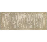wash+dry Alfombra, Design Cutlery Symphony 75x190cm, Adecuada para Interiores y Exteriores, Lavable, Beige